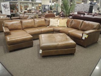 Toscano Medici 4 Piece Left Chaise Sectional - Chestnut | L-Shaped Couch | Corner Couch