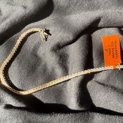 Real Masonite Tennis Bracelet With Silver Plated With Gold