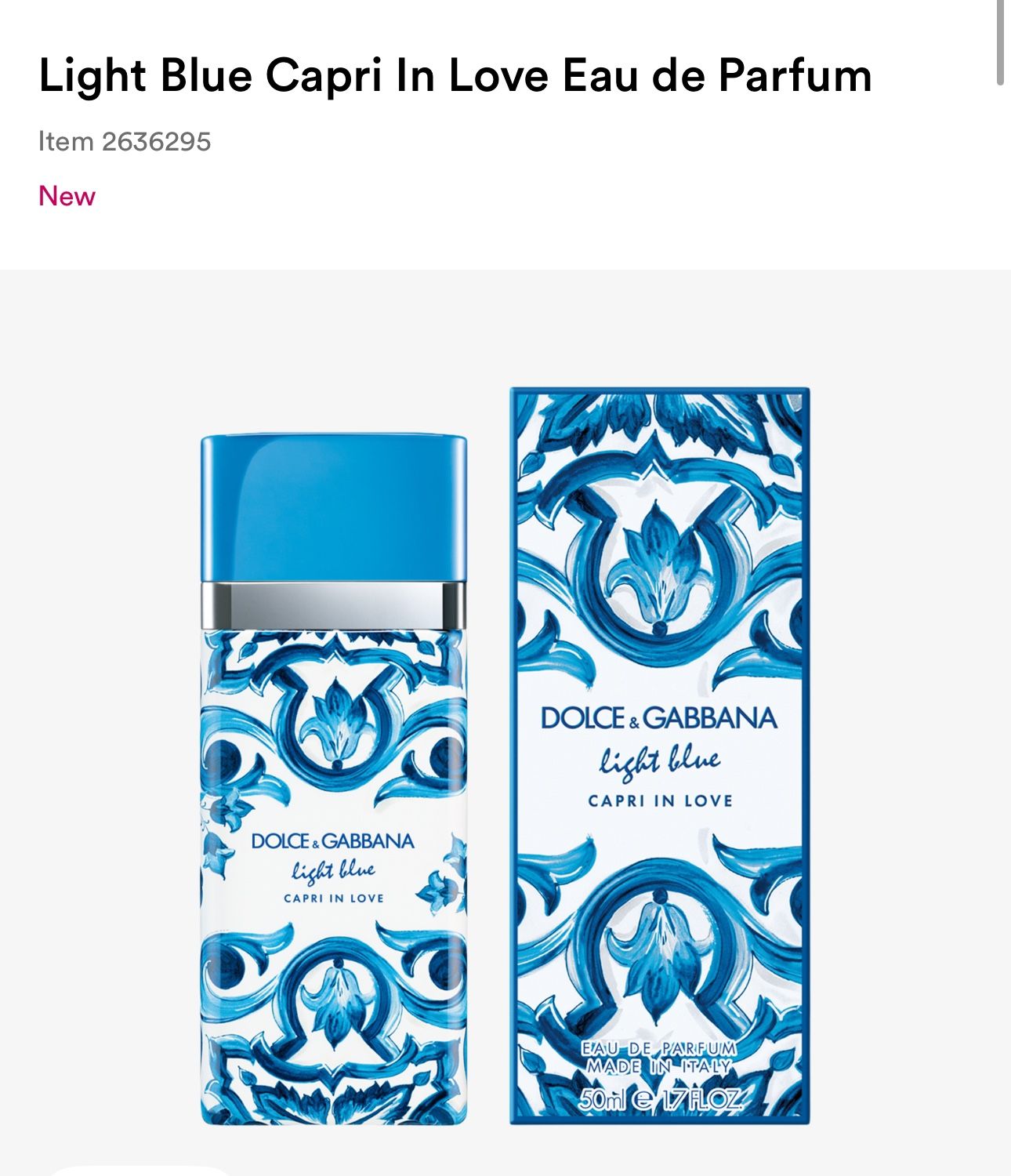 Dolce & Gabbana Light Blue Capri In Love EDP 1.7