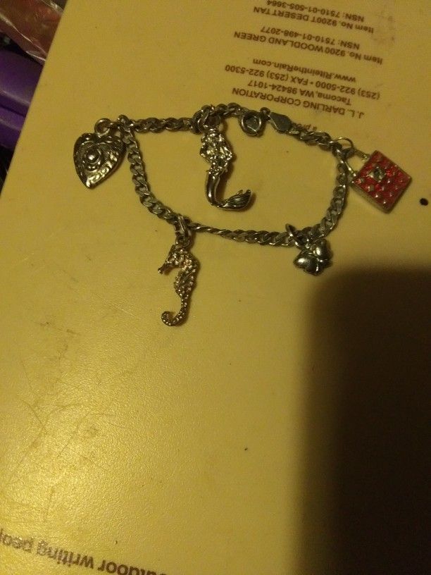 Sterling Silver Charm Bracelt Includes Bracelt And 5 Charms