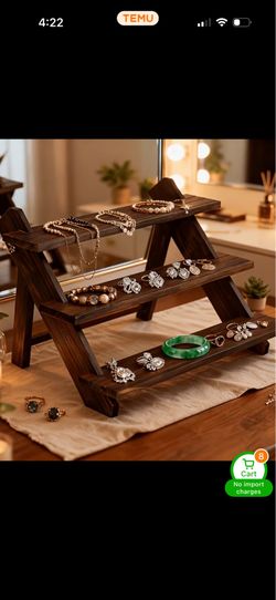 4 layer Wooden Display Stand, Multi-Purpose 4-Tier Sturdy Vertical Shelf, Easy to Assemble, for Home, Store, Event Planners, Bakeries, Vintage, Rustic