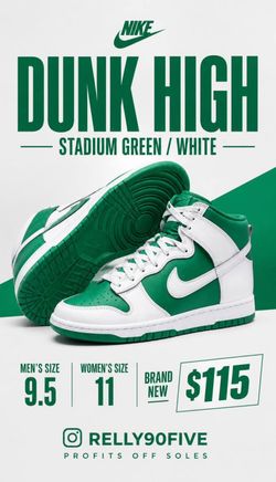 Nike dunk high ‘Stadium Green White’ men’s size 9.5/ WMNS size 11 (new)