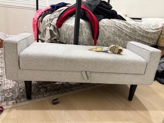 Gray bench ottoman