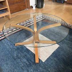 Westnofa Mid Century Bentwood and Glass Coffee Table