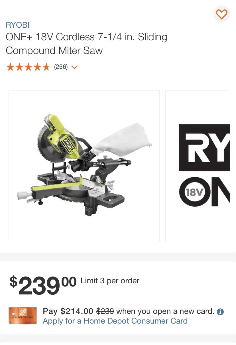 RYOBI ONE+ 18V Cordless 7-1/4 in. Sliding Compound Miter Saw for Sale in  Bakersfield, CA OfferUp