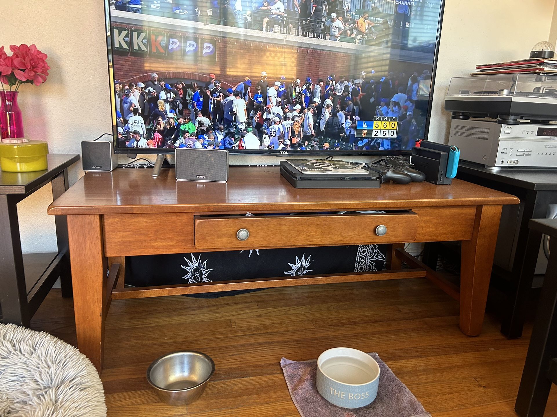 brown wooden coffee table