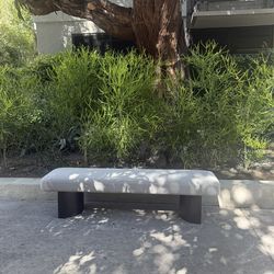 CB2 Argyle Linen Upholstered Bench (Asphalt)