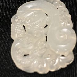 Sale! White Carved  Chinese Jade Pendant 