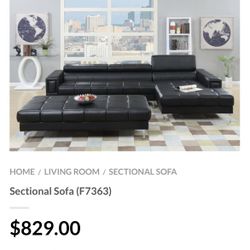 Black Sectional Sofa - Ottoman Sold Separately 