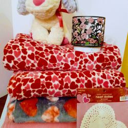 Valentine Blankets+Doggie+Candle Holder+Heart Dolies