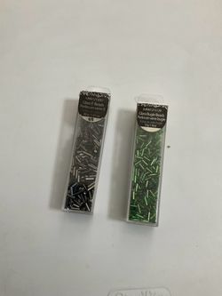 Glass E-Beads and Bugle Beads Set of 2 green and gray