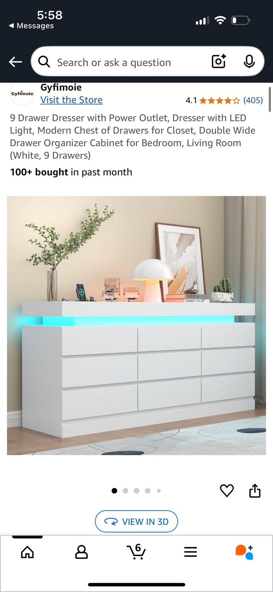 Unopened white dresser from amazon
