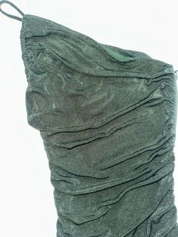 Green Ruched One-Shoulder Mini Dress