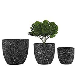 Flower Pots Set, Indoor Outdoor Garden Plants Pot, Plastic Planter Pot with Drainage Hole