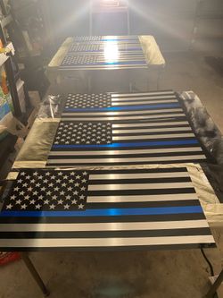 Back the Blue galvanized steel flag