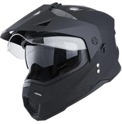 1Storm Dual Sport Motorcycle Motocross Off Road Full Face Helmet Dual Visor Matt Black