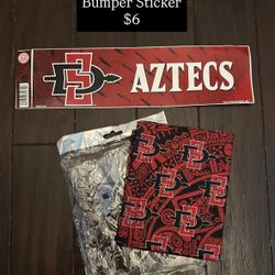 SDSU AZTEC College neck gaiter and bumper sticker