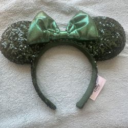 Disney Parks Ears Headband Edition Minnie Mouse Emerald Green Sequins