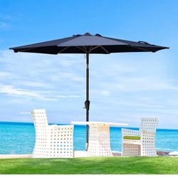 New in box 9FT Patio Umbrellas Outdoor Table Umbrella with 8 Sturdy Ribs, Tilt and Sun Umbrellas for Garden, Deck, Backyard and Pool, 9FT (Navy)