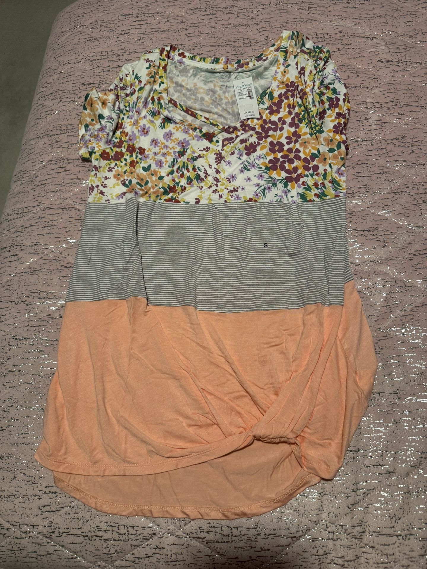 Nwt Womens Floral Striped Small Shirt