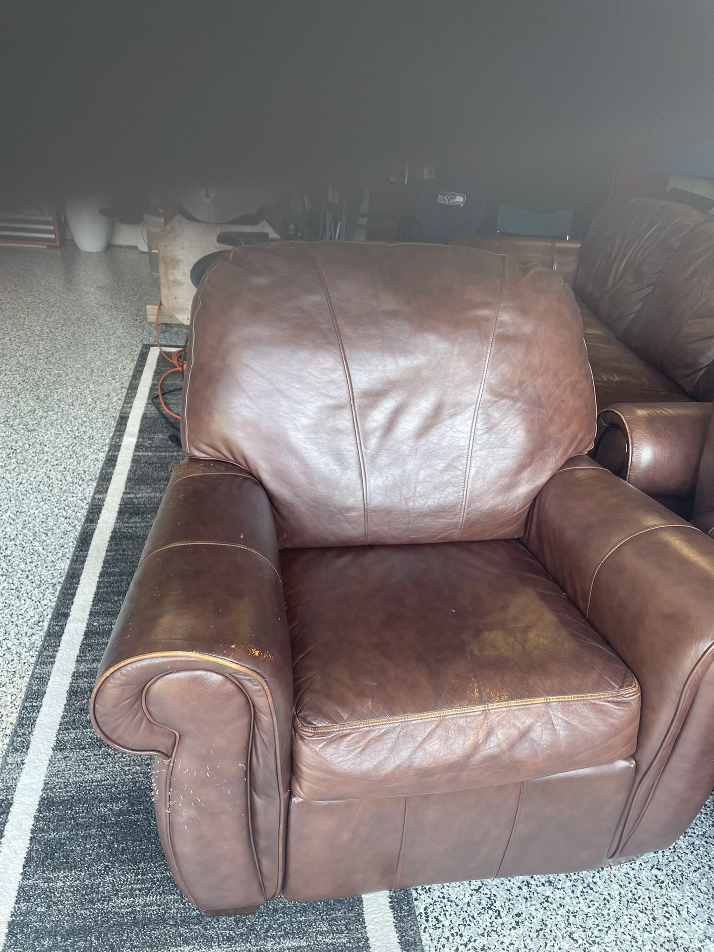 Brown Leather Couch & 2 Recliners