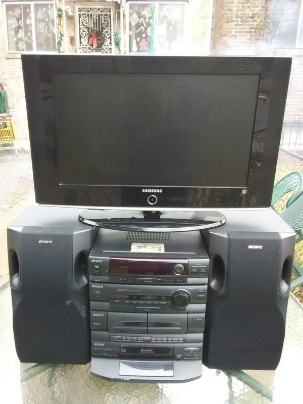 Samsung 32 inch TV with stand and 300 Watts Sony stereo system
