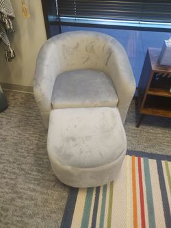 Gray Chairs and Foot Stools (Set of 2)
