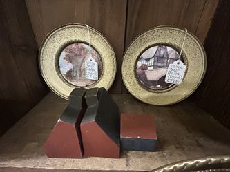 Vintage Small Brass Framed Foil Art Wall Decor