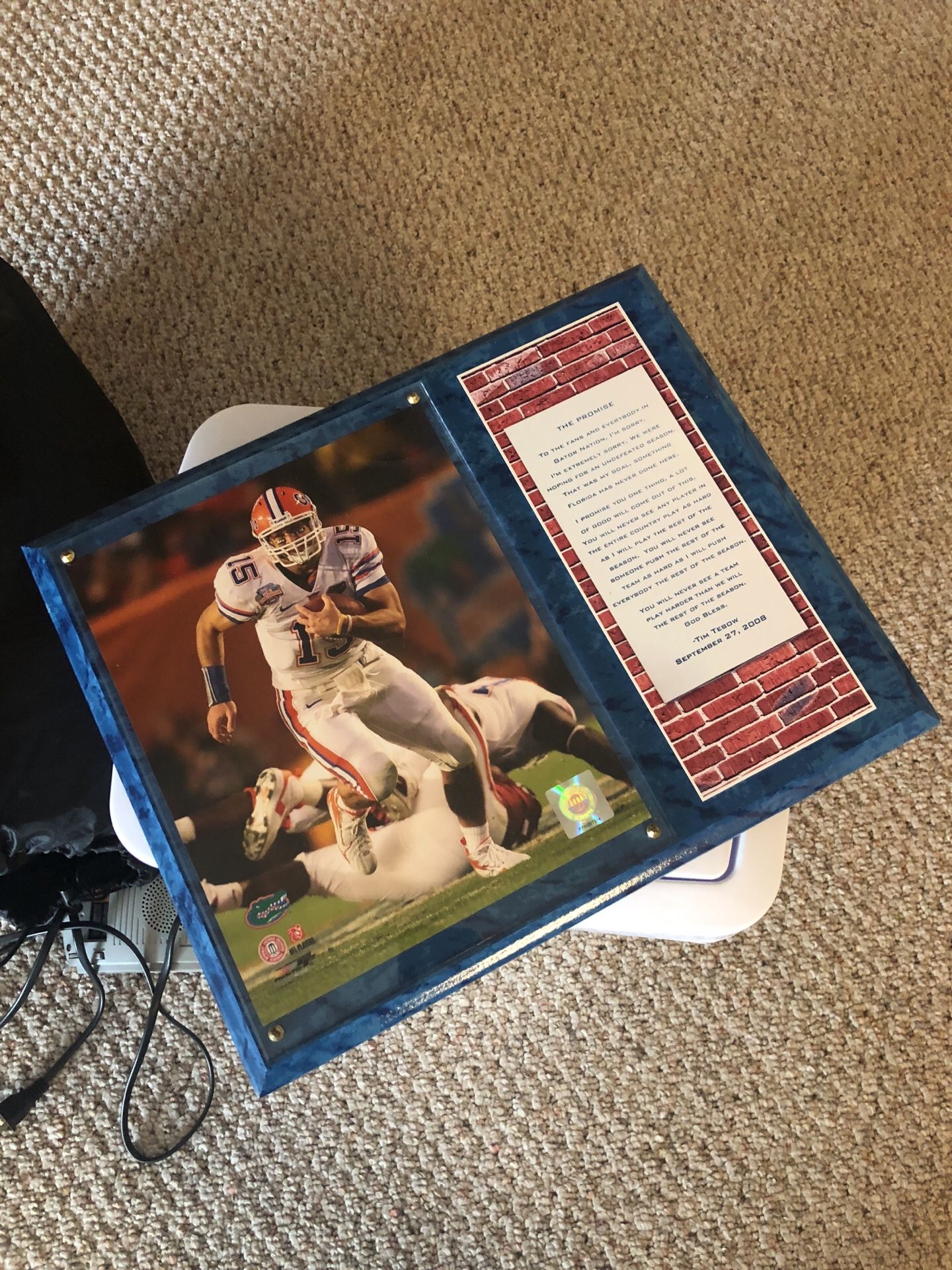 Tim Tebow plaque “the promise”