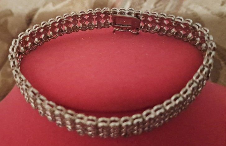 Vintage DBJ Diamond Triple Strand Tennis Bracelet, 925 Silver  18g, 