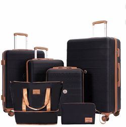 6 Piece Hardshell Luggage Set Lightweight Suitcase