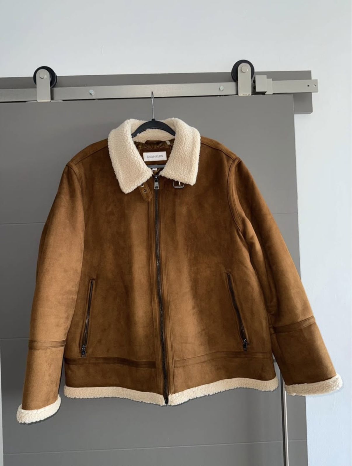 Calvin Klein Faux Shearling Bomber Jacket (Size XL)
