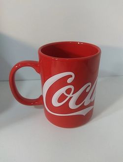 Coca-Cola Large Red 12 oz Coffee Cup with Raised Script Logo 4.75" tall