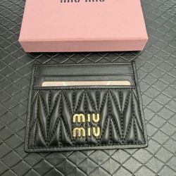 Miu Miu Matelassé nappa leather card holder
