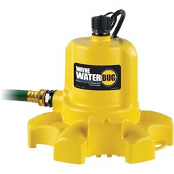 WAYNE WaterBUG 1/6 HP 1350 GPH Submersible Multi-Flo Technology-Water Removal and Transfer Pump, No Size, Yellow