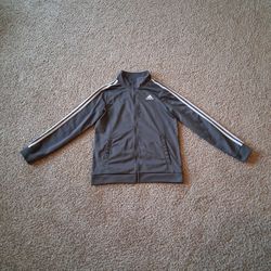 Gray Adidas Atheletic Track Jacket w/ High Neck Collar