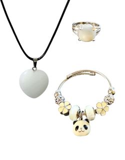 Natura Clear Stone Silver Stainless Steel Set