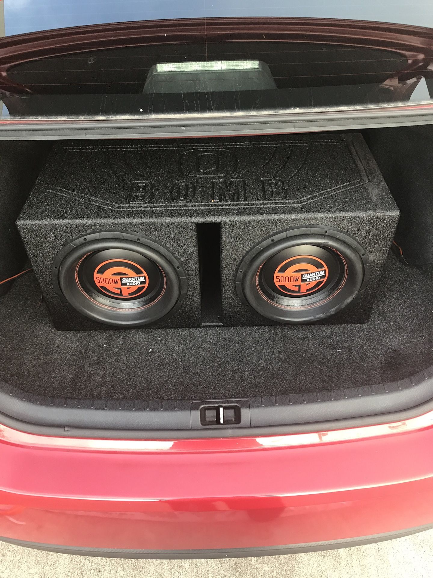 2 5000 WATT 12” QUANTUM AUDIO SUBWOOFERS IN PRO PORTED BOX W/ 5000 WATT SSL EVOLUTION AMPLIFIER