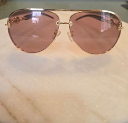 Gucci Pink Lens Gold Metal Frame Aviatior Sunglasses