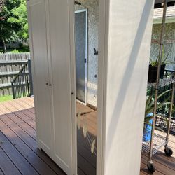 Free—-White Wooden Wardrobe with Mirror