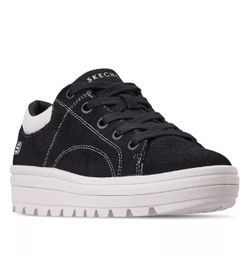 Skechers Women's Street Cleat-Back Again Contrast Stitch Suede Trainers - Size 6