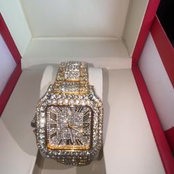 Gold Moissanite Cartier Watch