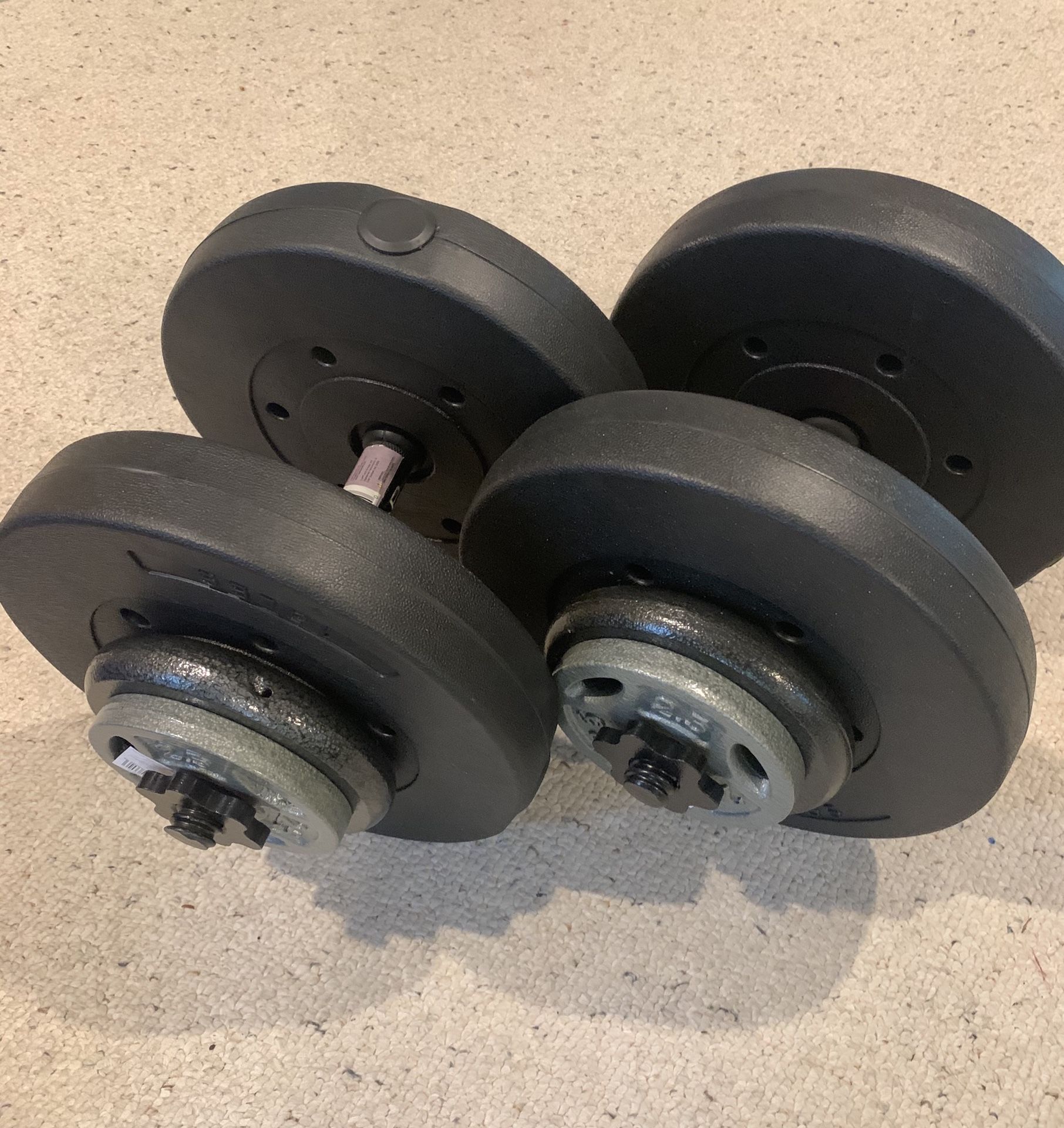Cap 100lb Adjustable Dumbbell Pair (50 Pounds Per) Brand New Handles and 1” Cast Iron & Vinyl Plates