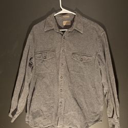 St. John’s Bay Chamois Cloth Mens Button Down Gray Shirt  Large 