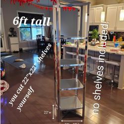 Can Deliver Industrial Metal Shelving Frame – 6ft Tall, u cut your own 22"x22" Shelves