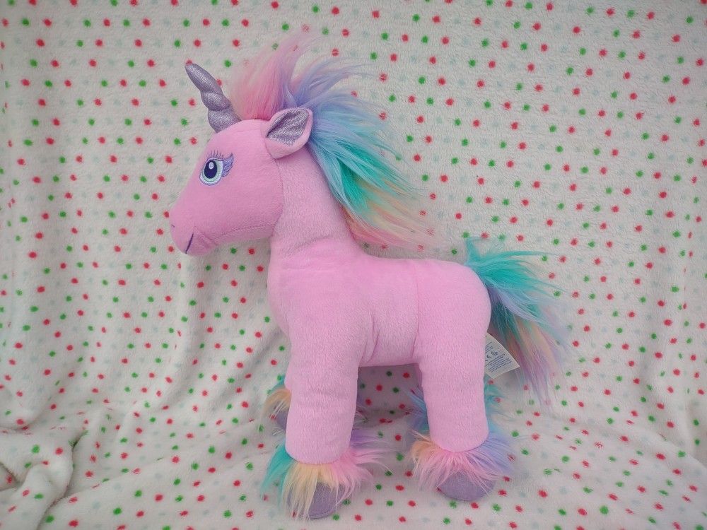 Build A Bear Pink Unicorn Beary Fairy Friends Stuffed Plush Rainbow Glittery 15"