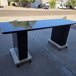 Massive Solid Black Galaxy Granite Executive Desk / Dining Table