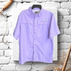 Habit Lavender Lilac Button Dri-Fit Outdoor Fishing Guide Shirt UPF 40 UV Men Medium