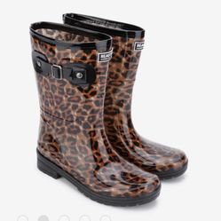 Kenneth Cole Cheetah Print Rain Boots 8