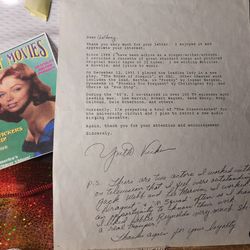 Yvette Vickers Actress, pin-up model, and singer (1928–2010) typed & handwritten letter W/coa